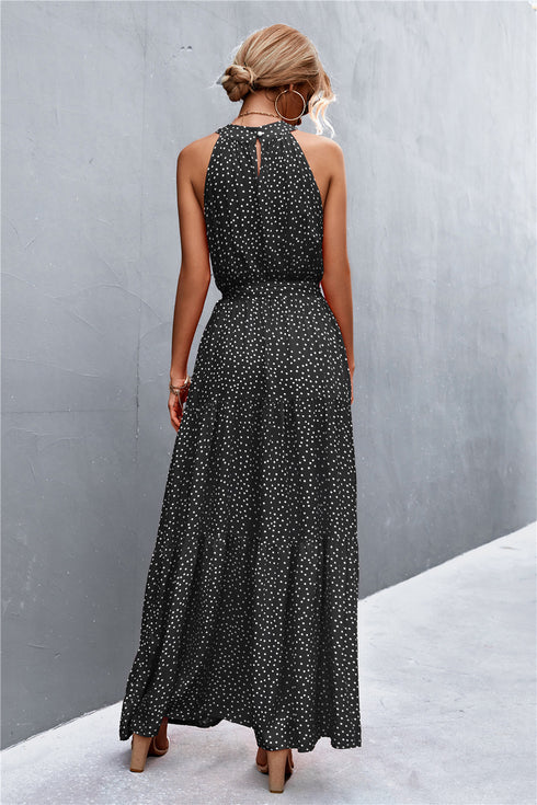 printed-sleeveless-tie-waist-maxi-dress Sophia's Trends - Sophia's Style-Blue/Floral-L